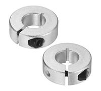 M METERXITY 2-Pack Single Split Shaft Collar 16mm Bore Aluminum Clamp-On Shaft Collars 35mm OD, 12mm Thickness with M4 Set Screw Anodization for Stoppers/Machinery [Silver]