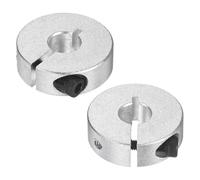 M METERXITY 2-Pack Single Split Shaft Collar 8mm Bore Aluminum Clamp-On Shaft Collars 25mm OD, 8mm Thickness with M4 Set Screw Anodization for Stoppers/Machinery [Silver]