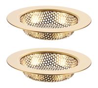 M METERXITY 2-Pack Sink Strainer, 4.4 Inch Stainless Steel Sink Drain Strainer, Basket Cover Mesh Hair Food Catcher, Kitchen Sink Drain Filter for Bathroom Sink/Wash Basin [Gold]