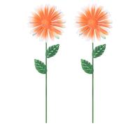 M METERXITY 2 Pack Small Flower Garden Decor Stakes, 8.66 Inch Waterproof Metal Garden Stakes Spring Decorative for Indoor/Outdoor/Lawn/Flower Pot/Bouquets/Patio/Terrace/Home Decor [Orange]
