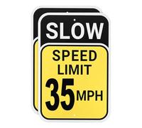 M METERXITY 2-Pack Speed Limit 35 MPH Sign, 12" x 8" Aluminum Weather Resistant Waterproof Rust Free Traffic Sign Traffic Street Signs W 2 Pre-drilled Holes for Outdoor/Indoor Metal Road Sign