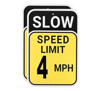 M METERXITY 2-Pack Speed Limit 4 MPH Sign, 12" x 8" Aluminum Weather Resistant Waterproof Rust Free Traffic Sign with 2 Pre-Drilled Holes for Outdoor/Indoor Use