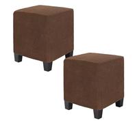 M METERXITY 2-Pack Square Ottoman Cover, 13 x 13 x 15 Inch Stretchable Corn Velvet Fabric Ottoman Slipcover Footstool Protector with Elastic Bottom for Living Room/Indoor [Coffee]