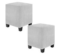 M METERXITY 2-Pack Square Ottoman Cover, (15-18) x(13-18) x(13-18) Inch Stretchable Velvet Fabric Ottoman Slipcover Footstool Foot Rest Protector with Elastic Bottom[Light Gray]