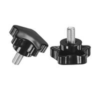 M METERXITY 2-Pack Star Clamping Knobs, M8x16mm Male Thread Hand Tightening Screw for Machinery/Electronic/Furniture/Umbrella Base, Machine Handle Replacement [Stainless Steel, Black]