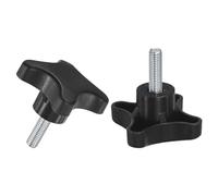 M METERXITY 2-Pack Star Clamping Knobs, M8x25mm Male Thread Hand Tightening Screw for Machinery/Electronic/Furniture/Umbrella Base, Machine Handle Replacement [60mm, Black]
