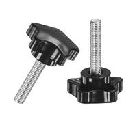 M METERXITY 2-Pack Star Clamping Knobs, M8x35mm Male Thread Hand Tightening Screw for Machinery/Electronic/Furniture/Umbrella Base, Machine Handle Replacement [Stainless Steel, Black]