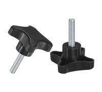 M METERXITY 2-Pack Star Clamping Knobs, M8x35mm Male Thread Hand Tightening Screw for Machinery/Electronic/Furniture/Umbrella Base, Machine Handle Replacement [60mm, Black]