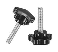 M METERXITY 2-Pack Star Clamping Knobs, M8x40mm Male Thread Hand Tightening Screw for Machinery/Electronic/Furniture/Umbrella Base, Machine Handle Replacement [Stainless Steel, Black]