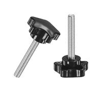 M METERXITY 2-Pack Star Clamping Knobs, M8x50mm Male Thread Hand Tightening Screw for Machinery/Electronic/Furniture/Umbrella Base, Machine Handle Replacement [Stainless Steel, Black]