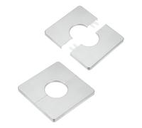 M METERXITY 2-Pack Wall Split Flange, ABS Square Self-Adhesive Escutcheon Plate Cover Buckle for 33mm/1.3in Dia Pipe Accessories/Floor/Ceiling, Plumbing Cover Plates [Silver,7mm/0.28in H]
