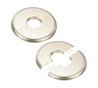 M METERXITY 2-Pack Wall Split Flange, for 1 Inch/25mm OD Pipe ABS Escutcheon Plate Round Self-Adhesive Plumbing Cover Plates for Water Pipe/Faucet [Gold Tone]