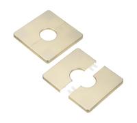 M METERXITY 2-Pack Wall Split Flange, for 1 Inch/25mm OD Pipe ABS Escutcheon Plate Square Self-Adhesive Plumbing Cover Plates for Water Pipe/Faucet [Gold Tone]