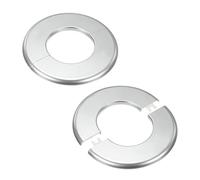 M METERXITY 2-Pack Wall Split Flange, for 2.5 Inch/63mm OD Pipe ABS Escutcheon Plate Round Self-Adhesive Plumbing Cover Plates for Water Pipe/Faucet [Silver Tone]