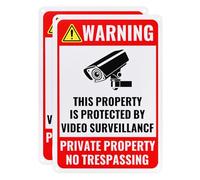 M METERXITY 2-Pack Warning This Property Is Protected by Video Surveillance Sign,10"x7" Aluminum Under Camera Monitoring Recording Reflective Security Camera Sign for House/Business/CCTV