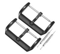 M METERXITY 2-Pack Watch Straps Bands Buckle, 0.94 Inch / 24 mm Stainless Steel Watch Band Clasp W Pin for Smartwatch Straps/Plastic Buckle/Silicone Loops [Black]