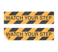 M METERXITY 2-Pack WATCH YOUR STEP Floor Decals Stickers 6 x 24 Inch Watch Your Step Sign Warning Sticker Self-Adhesive Anti Slip Abrasive Tape for Indoor/Outdoor Stairs Step[Yellow Black]