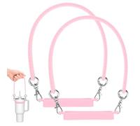 M METERXITY 2-Pack Water Bottle Handle, 12.2 Inch Silicone Portable Water Bottle Sling Carrier, Holder with Straps for Stanley Cup/Most 8-40oz Cups Accessories [Pink]