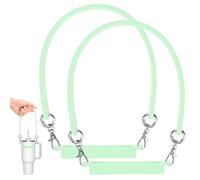 M METERXITY 2-Pack Water Bottle Handle, 12.2 Inch Silicone Portable Water Bottle Sling Carrier, Holder with Straps for Stanley Cup/Most 8-40oz Cups Accessories [Green]