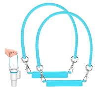 M METERXITY 2-Pack Water Bottle Handle, 12.2 Inch Silicone Portable Water Bottle Sling Carrier, Holder with Straps for Stanley Cup/Most 8-40oz Cups Accessories [Blue]