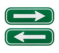 M METERXITY 2-Pack White Arrow Signs, 9.84 x 3.54 Aluminum Reflective One-way Arrow Sign for Outdoor Lawn Garden Ground Decorations, Street Sign [Green/White]