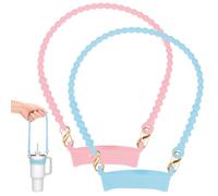 M METERXITY 2-PackWater Bottle Handle, 15.7 Inch Silicone Portable Water Bottle Sling Carrier, Holder with Straps for Stanley Cup/Most 8-40oz Cups Accessories [Blue/Pink]