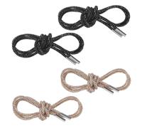M METERXITY 2-Pair Rhinestone Shoelaces for Sneakers 63" Round Bling Crystal Drawstring Cords for Sneakers/Boots/Hoodie Rhinestone Hoodie String Rope Shoe Laces Replacement [Black, Champagne]
