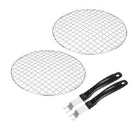 M METERXITY 2-Set Cooling Rack 8.3" Round 201 Stainless Steel, Silver | Cross Wire Grate Cooling Racks with Grill Grate Lifter for Grilling, Cooking, Steaming, Baking