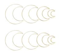 M METERXITY 2-Set Dream Catcher Rings,2.0",3.9",5.9",7.9" Metal Moon Shape Macrame Wreath Floral Ring Hoop for Home/Valentine/DIY Craft/Wedding/Wall Hanging Decorations [Golden]