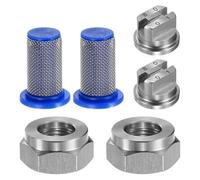 M METERXITY 2-Set Flat Fan Spray Tips, 0.66mm Orifice 80 Degree Stainless Steel Sprayer Nozzle Tips with NPT3/8 Nut and 50 Mesh Filter for Agricultural Drone Sprayer/Garden Irrigation