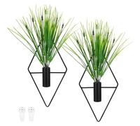 M METERXITY 2 Set Hanging Planters with Artificial Aquatic Plant Diamond Shape [Black]