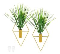 M METERXITY 2 Set Hanging Planters with Artificial Aquatic Plant Diamond Shape [Golden]