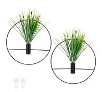 M METERXITY 2 Set Hanging Planters with Artificial Aquatic Plant Round Shape [Black]