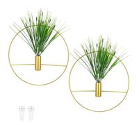 M METERXITY 2 Set Hanging Planters with Artificial Aquatic Plant Round Shape [Golden]