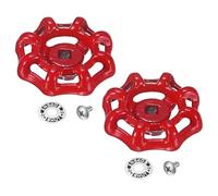M METERXITY 2-Set Outside Faucet Handle, 5x5mm Paint Cast Iron Square Stem Hole Water Spigot Handle with Screw M4x8 & Aluminum Washer for Courtyard/Bathroom, Spigot Puller Replacement [Red]