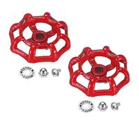 M METERXITY 2-Set Outside Faucet Handle, 6x6mm Paint Cast Iron Square Stem Hole Water Spigot Handle with Screws, Nuts & Aluminum Washer for Courtyard/Bathroom, Spigot Puller Replacement [Red]