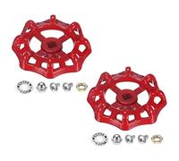 M METERXITY 2-Set Outside Faucet Handle, 8x8mm Paint Cast Iron Square Stem Hole Water Spigot Handle with Screws, Nuts & Aluminum Washer for Courtyard/Bathroom, Spigot Puller Replacement [Red]