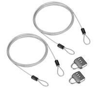 M METERXITY 2-Set Security Cable Lock with 3 Digit Combination Lock, 6.56FT PVC Coated Steel Luggage Lock Wire Rope for Luggage Suitcase/Outdoor Travel/Bike, Double Loop Cable [Black+Silver]
