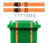 M METERXITY 2-Set Trash Can Locks for Animals, 15.7-19.6 Inch Adjustable Buckle Type Raccoons Bear Proof Garbage Strap for Out Door Garbage Can, Lid Garbage Can Lock Easy to Install [Orange]