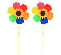 M METERXITY 2 Sets Wind Spinner - 28.7 Inch Pinwheels for Yard and Garden,Apply to Garden Decor/Yard Decorations Outdoor/Backyard Decor/Yard Art (Rainbow Windmill)