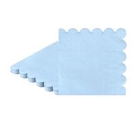 M METERXITY 20-Pack 2-ply Paper Scalloped Cocktail Napkins Disposable, Folded 5 x 5 Inches Dessert Napkins for Kitchen/Dining Room/Wedding/Birthday/Any Theme Party [Light Blue]