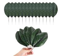 M METERXITY 20-Pack Artificial Magnolia Leaves, Fake Green Leaf with Stems for DIY Flower Garland/Wedding Decoration/Bookmark/Wreaths, Faux Magnolia Leaves [9x23cm, Green]