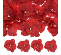 M METERXITY 20-Pack Artificial Orchid Flower Heads, Silk Faux Butterfly Flowers Head for Wedding/Bouquet/Bridal/Party Decor, Fake Phalaenopsis Petals Bulk [3.54 Inch, Red]