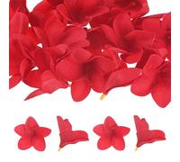 M METERXITY 20-Pack Artificial Plumeria Flowers, Fake Silk Heads Flower Hawaiian Plumeria Petal for DIY Crafts/Dress/Wedding/Party Decoration [Red, 2.4"/ 6cm]