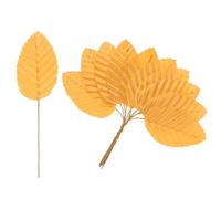 M METERXITY 20-Pack Artificial Silk Leaf, Faux Wire Single Leaves, Fake Flower Leaf with Stem for DIY Bouquet/Wreaths/Wedding/Garland/Party Decorations, Fake Rose Craft Leaves [Orange]