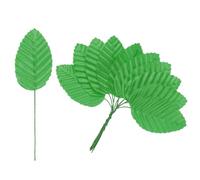 M METERXITY 20-Pack Artificial Silk Leaf, Faux Wire Single Leaves, Fake Flower Leaf with Stem for DIY Bouquet/Wreaths/Wedding/Garland/Party Decorations, Fake Rose Craft Leaves [Grass Green]