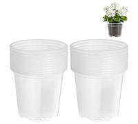 M METERXITY 20 Pack Clear Nursery Pots with Drainage Holes, Sturdy Plastic Seedling Starter Pots for Plants, Vegetable, Propagation, Succulent,Root Cutting, Seed Starting [4'' x 3'']