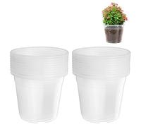 M METERXITY 20 Pack Clear Nursery Pots with Drainage Holes, Sturdy Plastic Seedling Starter Pots for Plants, Vegetable, Succulent, Propagation, Root Cutting, Seed Starting [7'' x 6'']