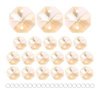 M METERXITY 20-Pack Crystal 2 Hole Octagon Prisms, 14mm/0.55 Inch Chandelier Pendant Maker Hanging Crystals Chandelier Prisms for Home/Windows/Garden/DIY Decoration[Golden Champagne]