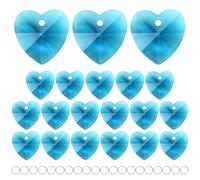M METERXITY 20-Pack Crystal Heart Shape Prisms, 14mm/0.55 Inch Chandelier Pendant Maker Hanging Crystals Chandelier Prisms for Home/Windows/Garden/DIY Decoration[Peacock Blue]